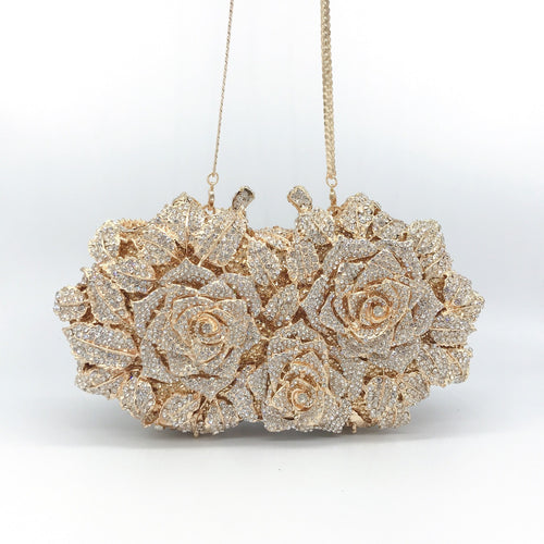 Lingkong Rose Diamond Metal Hard Box Dinner Bag