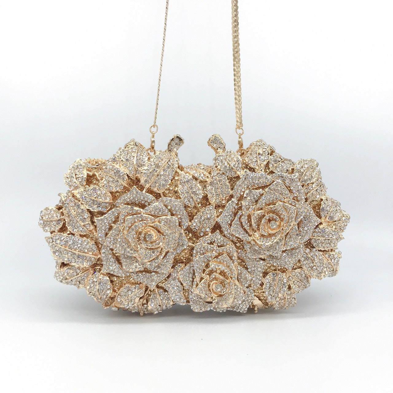 Lingkong Rose Diamond Metal Hard Box Dinner Bag