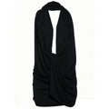 Women's Halter Ruched Dress Sexy Deep V-neck Whip Knot Backless Bodycon Mini Dresses