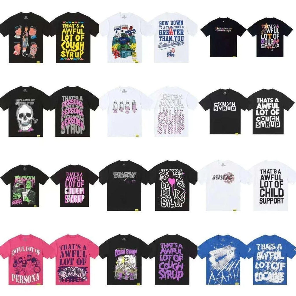 Thats a Awful Lot of Cough Syrup Loose Fit Letter Pattern Hip Hop High Quality 100% Cotton Custom Graphic T-Shirt for Men