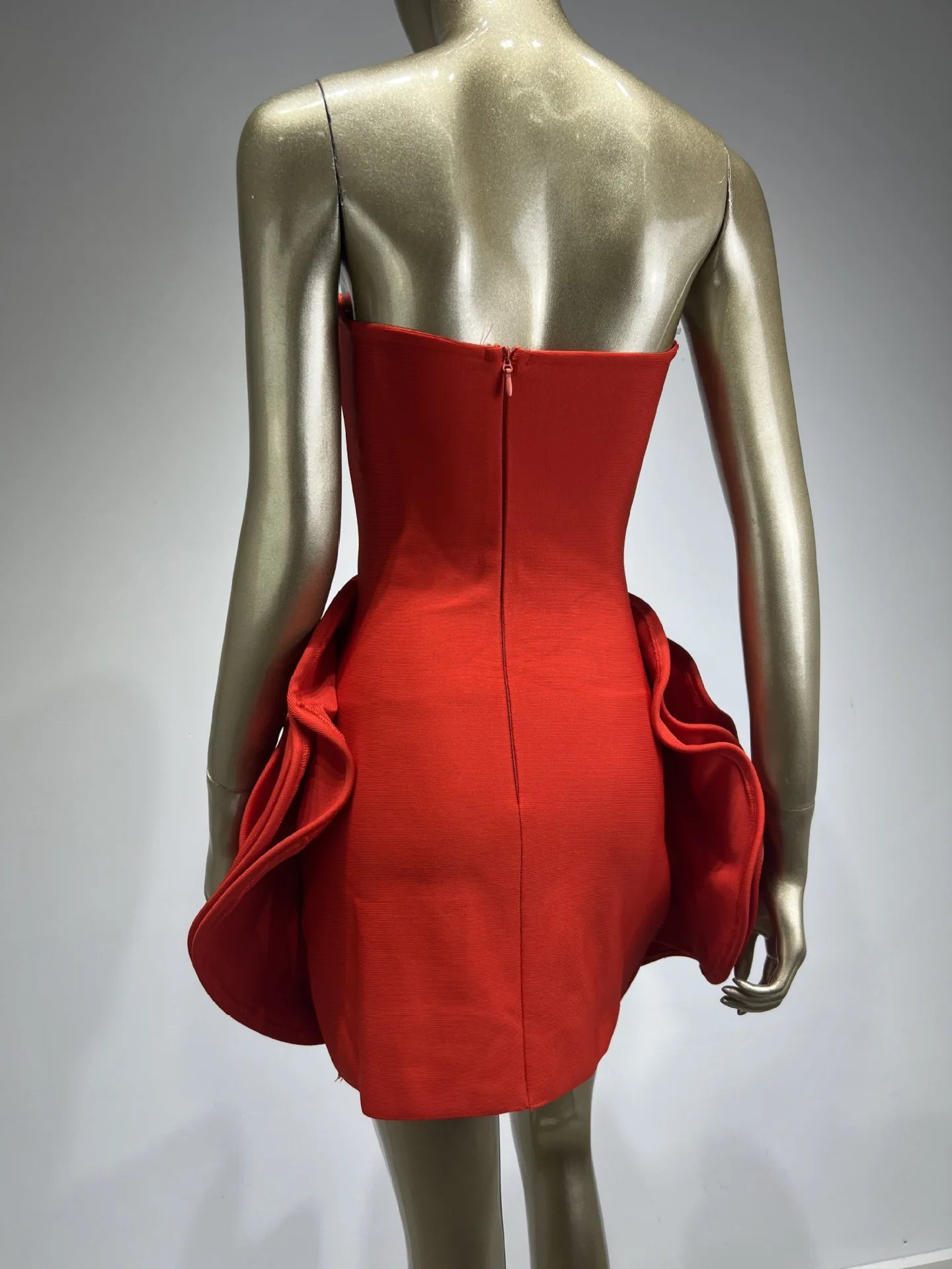GX775 Luxury Quality Women Sexy Party Tube Big 3D Floral Red Bandage Mini Dress Sleeveless Slim Fit Elegant Evening Dresses
