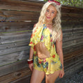 Sexy Halter Neck Ruffle Crop Tops and Shorts Two Piece Set Floral Printed Short Sets Women 2 Piece Outfits