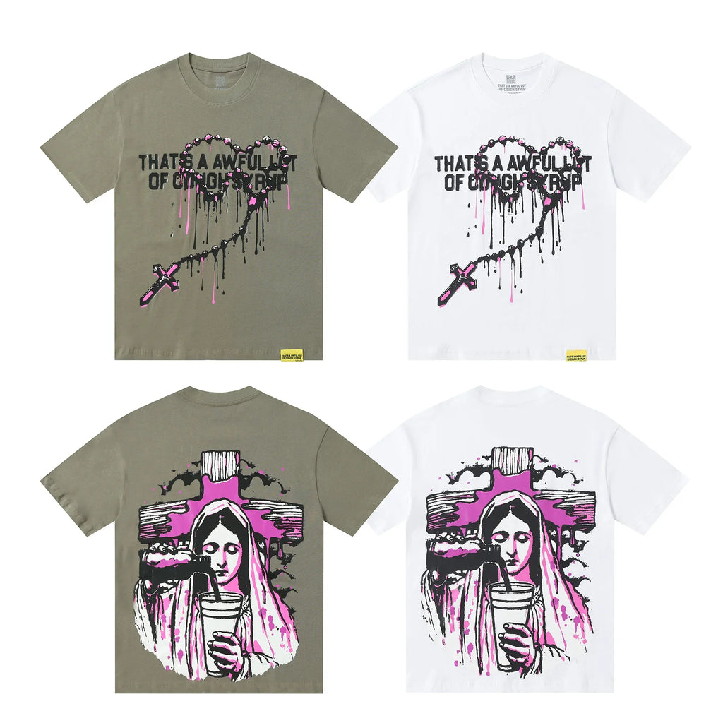 Thats a Awful Lot of Cough Syrup Loose Fit Letter Pattern Hip Hop High Quality 100% Cotton Custom Graphic T-Shirt for Men