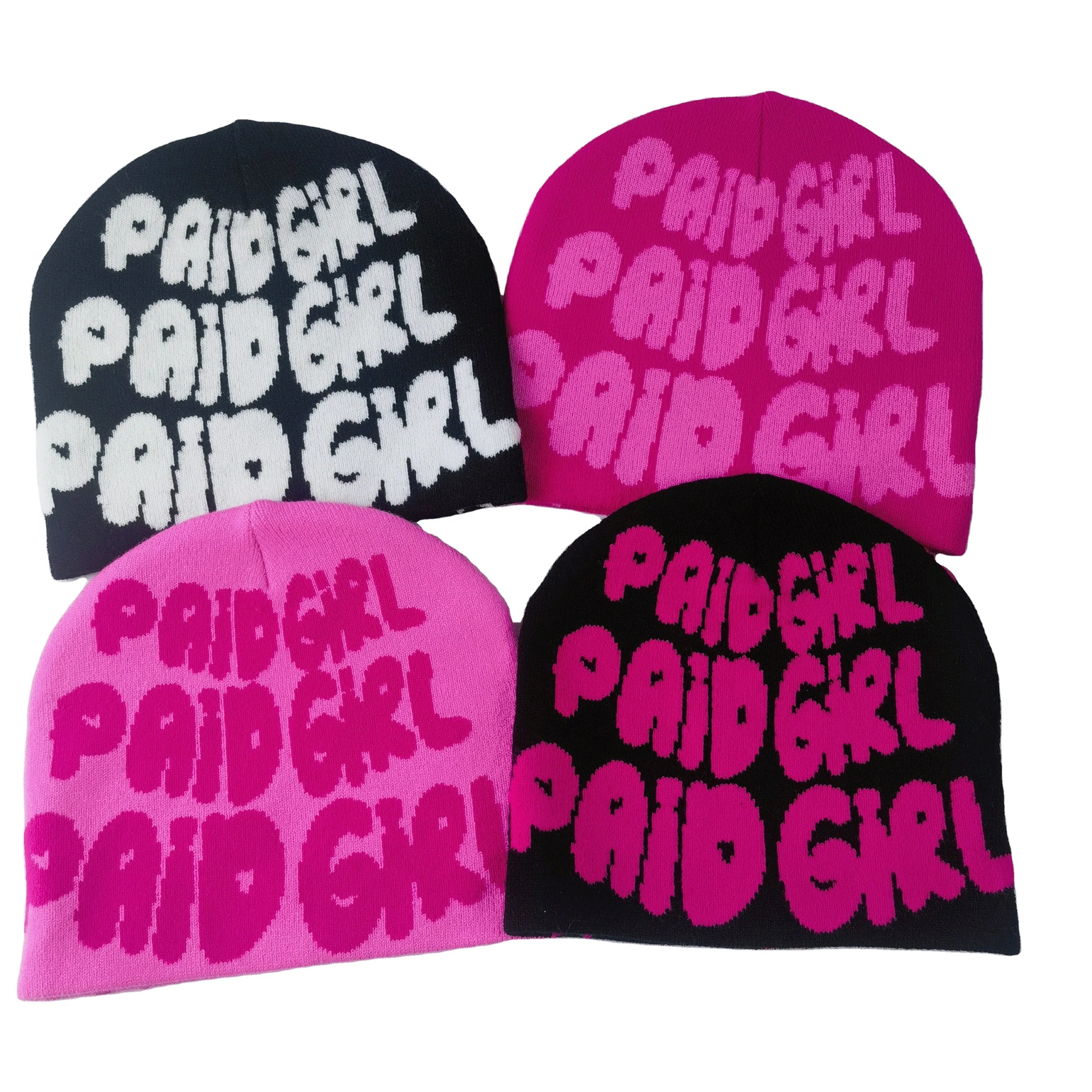 High Quality Customized Beanies Hats All Over logo Knitted Jacquard Winter Hat Skull Beanie
