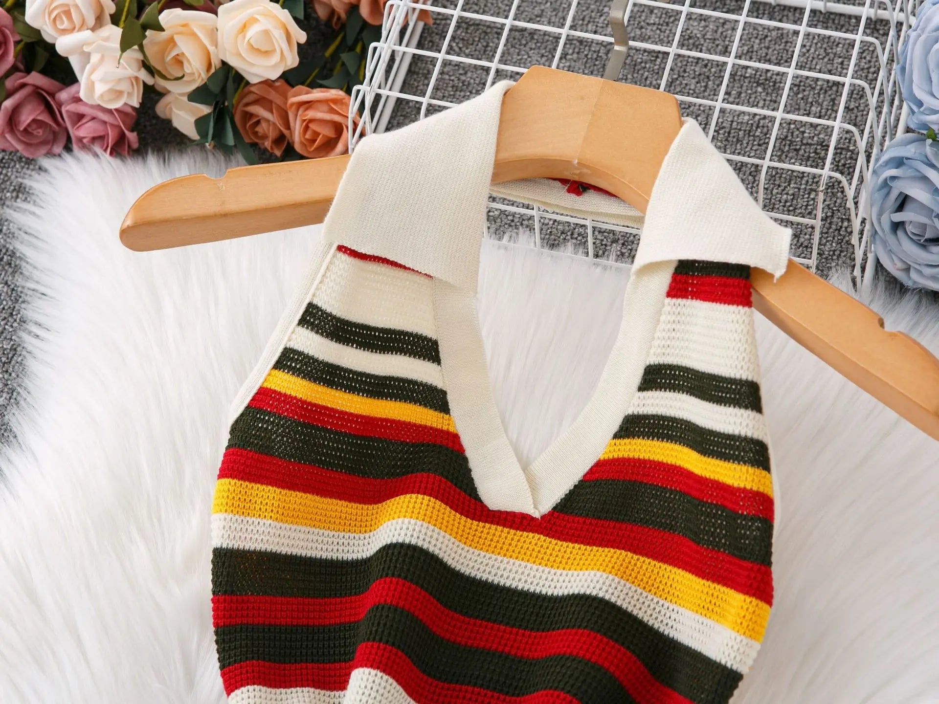Summer Hot Sale Women Halter Striped Knit Dresses