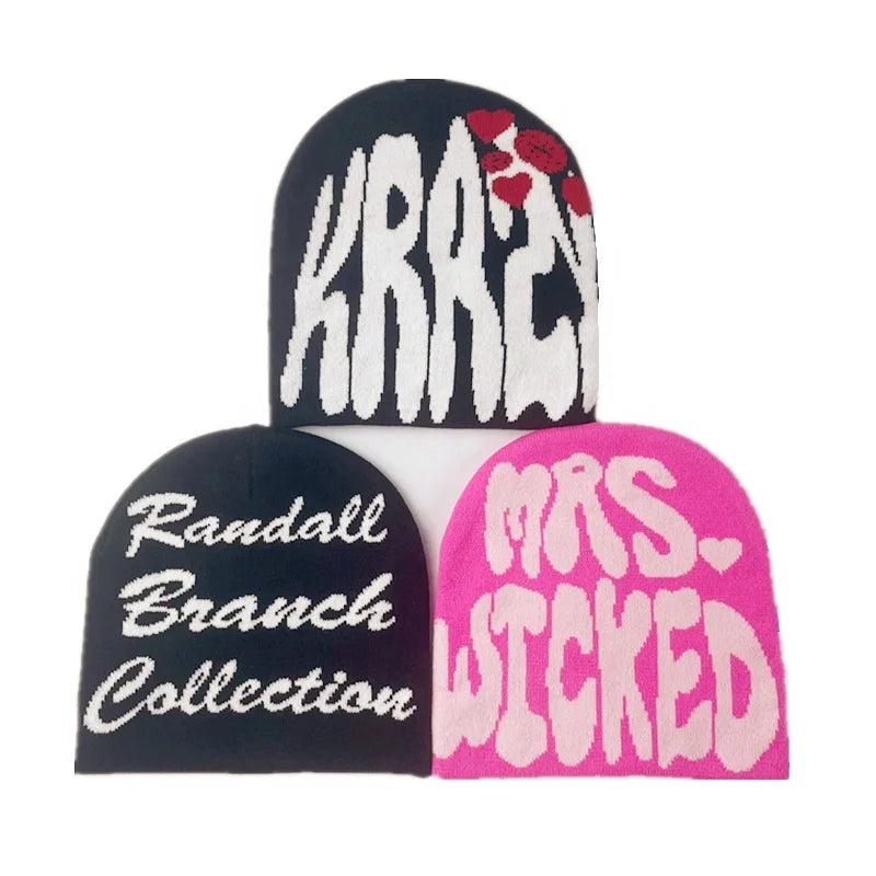 High Quality Customized Beanies Hats All Over logo Knitted Jacquard Winter Hat Skull Beanie