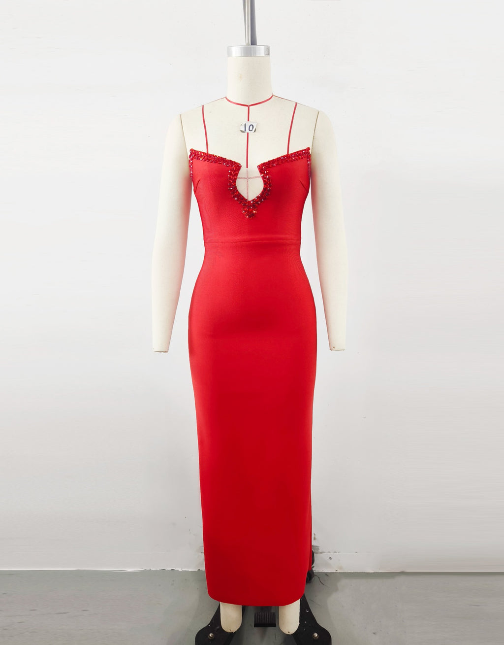 Amazon Women's 2025 Spring and Summer European and American Cross-border Red Diamond Bandage Evening Dress Women's Banquet Elegant Light Luxury