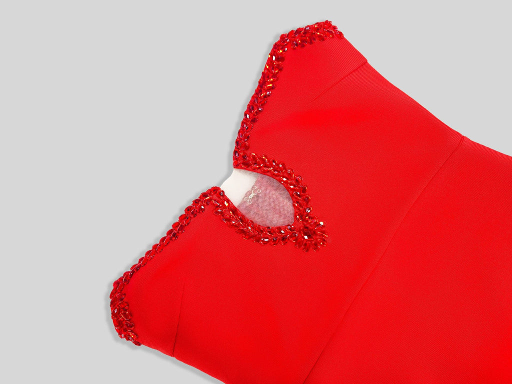 Amazon Women's 2025 Spring and Summer European and American Cross-border Red Diamond Bandage Evening Dress Women's Banquet Elegant Light Luxury