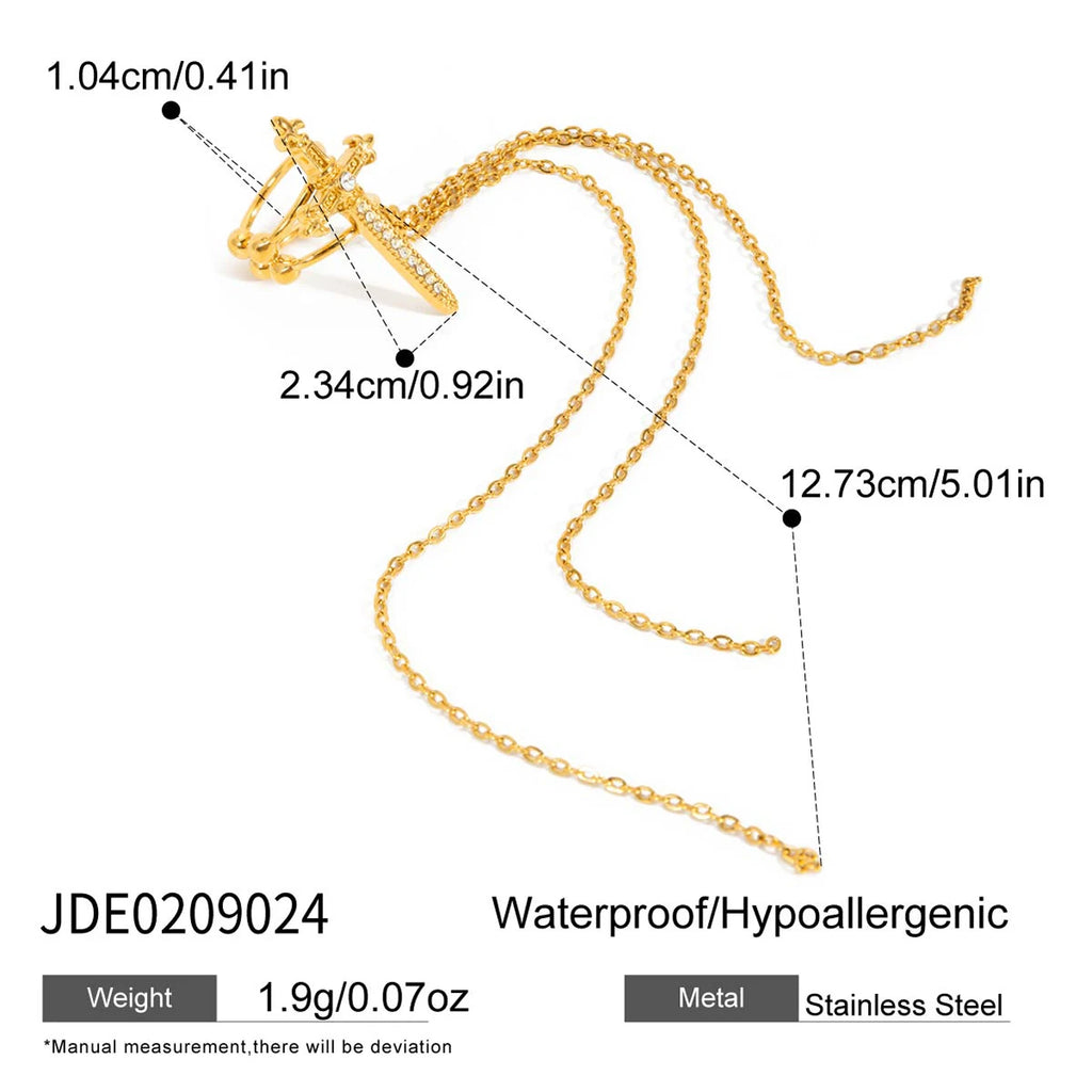 Youthway Crystal Cross Sword Pendant Necklace For Women 18K Gold Plated Stainless Steel Necklace Simple Fashion Jewelry Gift
