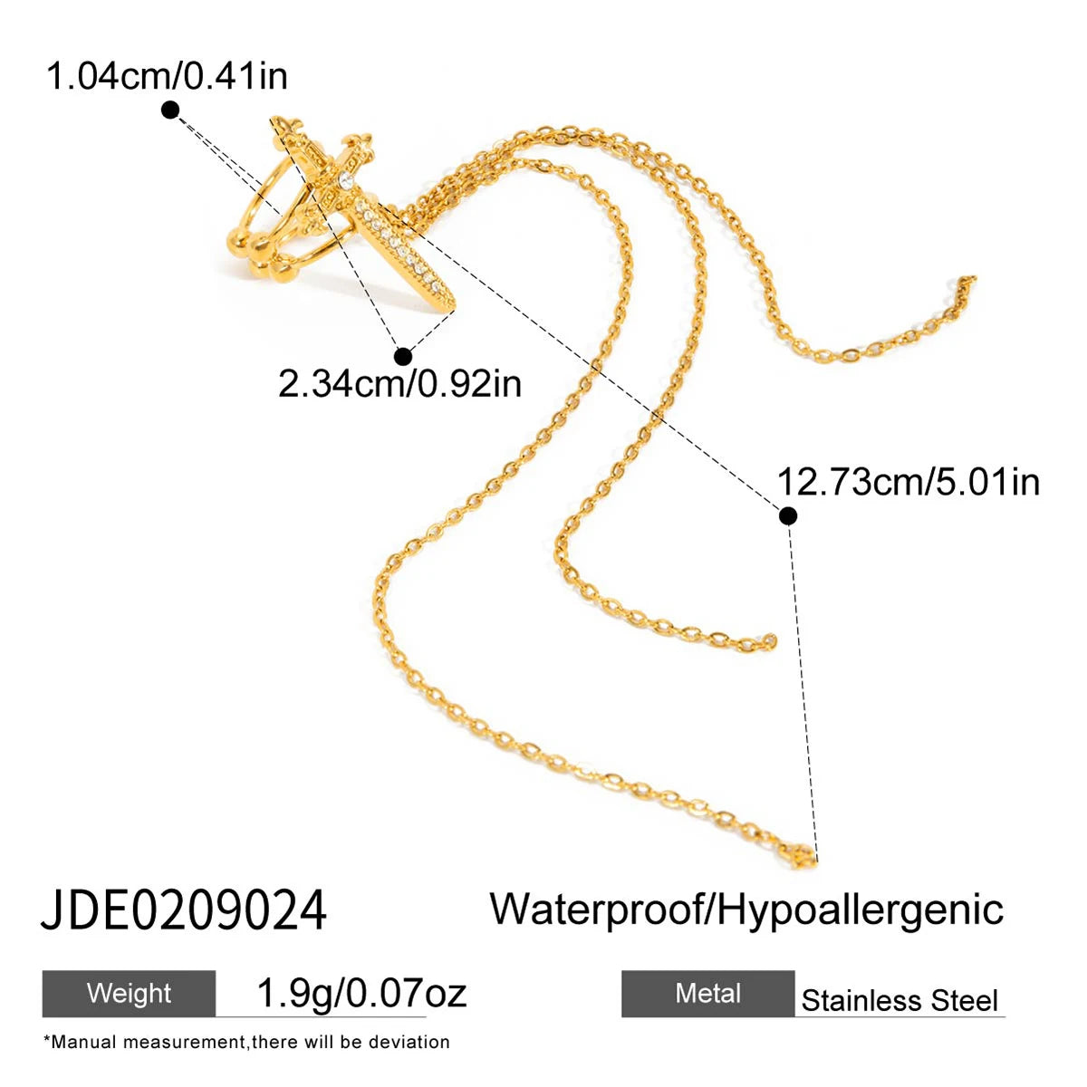 Youthway Crystal Cross Sword Pendant Necklace For Women 18K Gold Plated Stainless Steel Necklace Simple Fashion Jewelry Gift