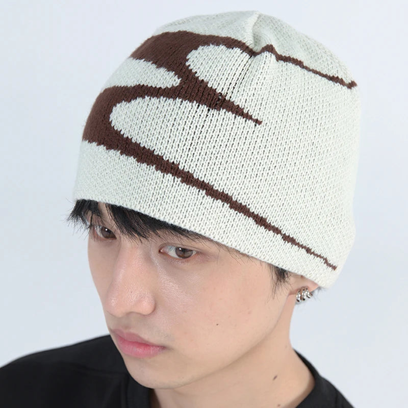 Men Beanies Knit Y2k Hip Hop Graphic Cap Streetwear Winter Goth Vintage Korean Fashion Pullover Accessories Unisex Women Hat Y2k