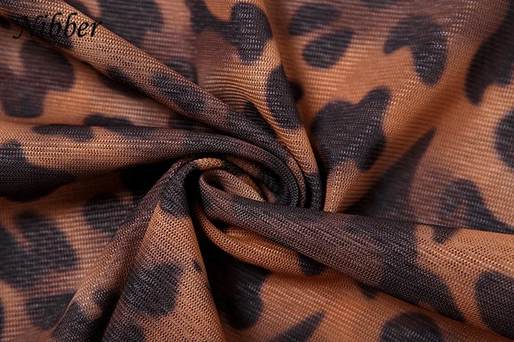 Nibber 2023 Leopard Print Romper Sexy Women See Through Hipster Summer Backless Halter Tight Midnight Clubwear Stretch Playsuits