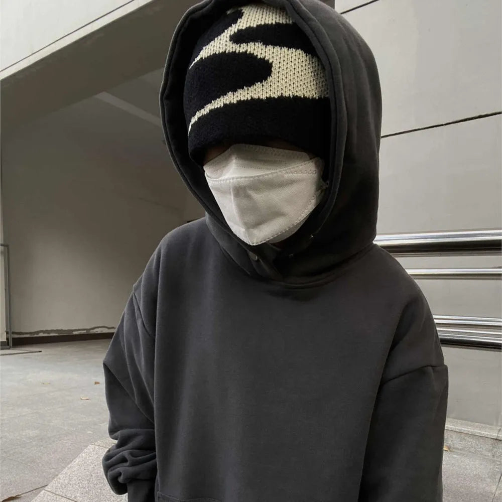 Men Beanies Knit Y2k Hip Hop Graphic Cap Streetwear Winter Goth Vintage Korean Fashion Pullover Accessories Unisex Women Hat Y2k