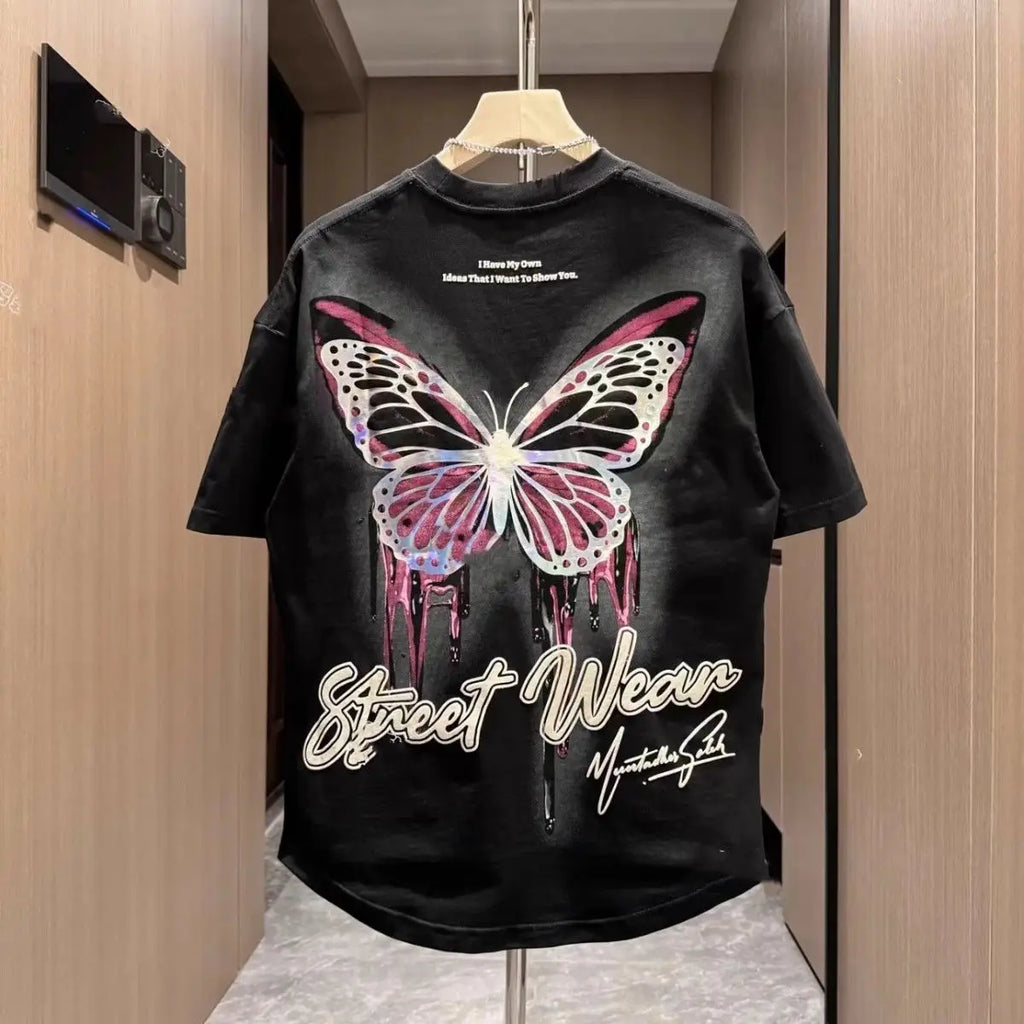 Man Tee Shirts Print 100℅ Cotton T Shirt for Men Loose O Neck Korean Clothing Funny Wholesale Streetwear Y2k Aesthetic Kpop Top