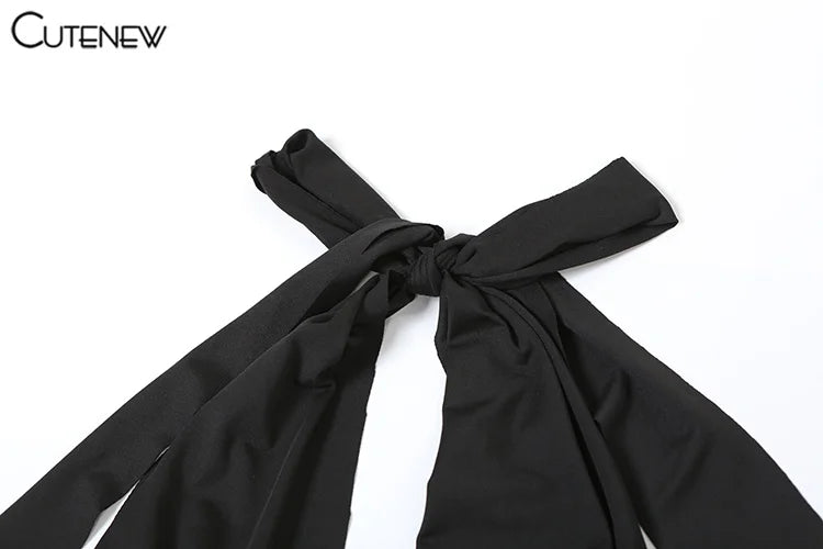 Nibber Elegant Women Long Dresses Solid Hipster Halter V-neck Backless Shirring Side Split Vestidos Female High Street New Robe