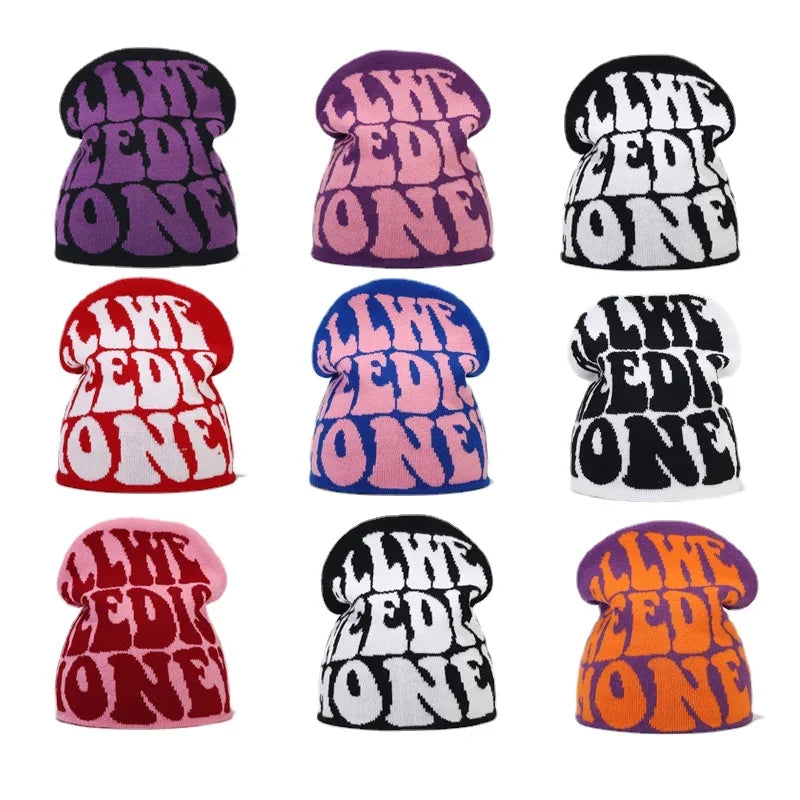 Y2K Letter Knitted Winter Autumn Beanie Cap Men Women Kanye Beanies Gorras Hombre Top Warm Skiing Hat Ear Hats Hip Hop Skullcap
