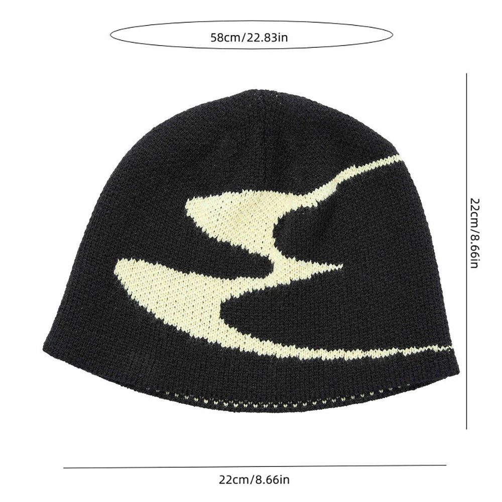 Men Beanies Knit Y2k Hip Hop Graphic Cap Streetwear Winter Goth Vintage Korean Fashion Pullover Accessories Unisex Women Hat Y2k