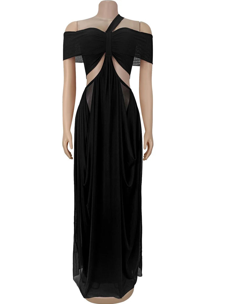 Beyprern Chic Women's Cut Out Layered Irregular Party Dresses Special Occasion Outfits Loose Ruched Night Out Vestidos Clubwear