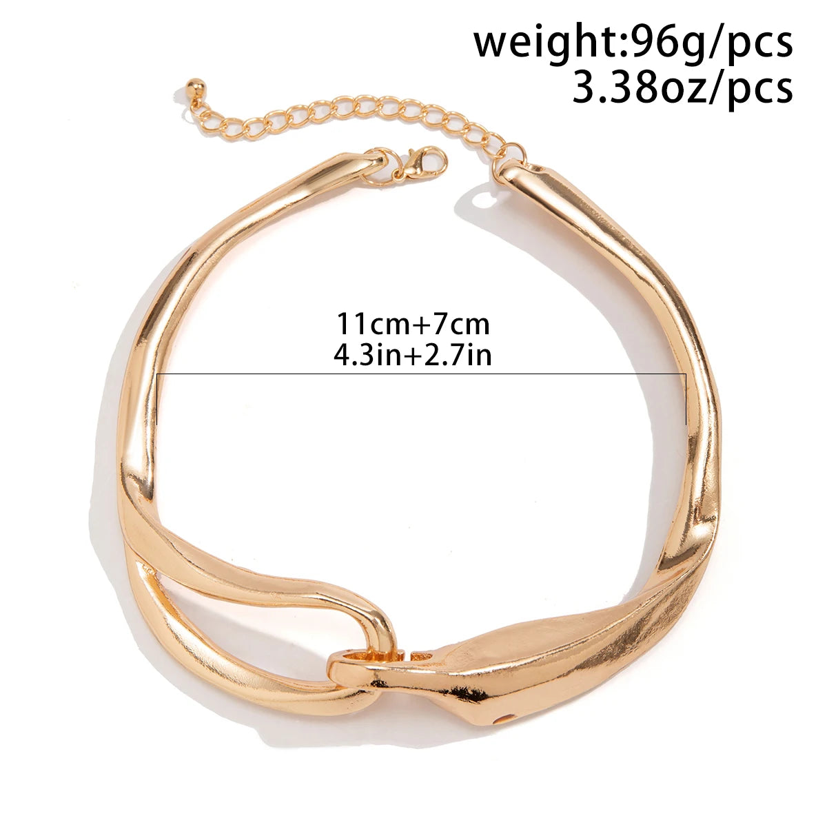 IngeSight.Z Exaggerated Chunky Heavy Metal Buckle Choker Necklace for Women Punk Gold Color Twisted Short Choker Party Jewelry