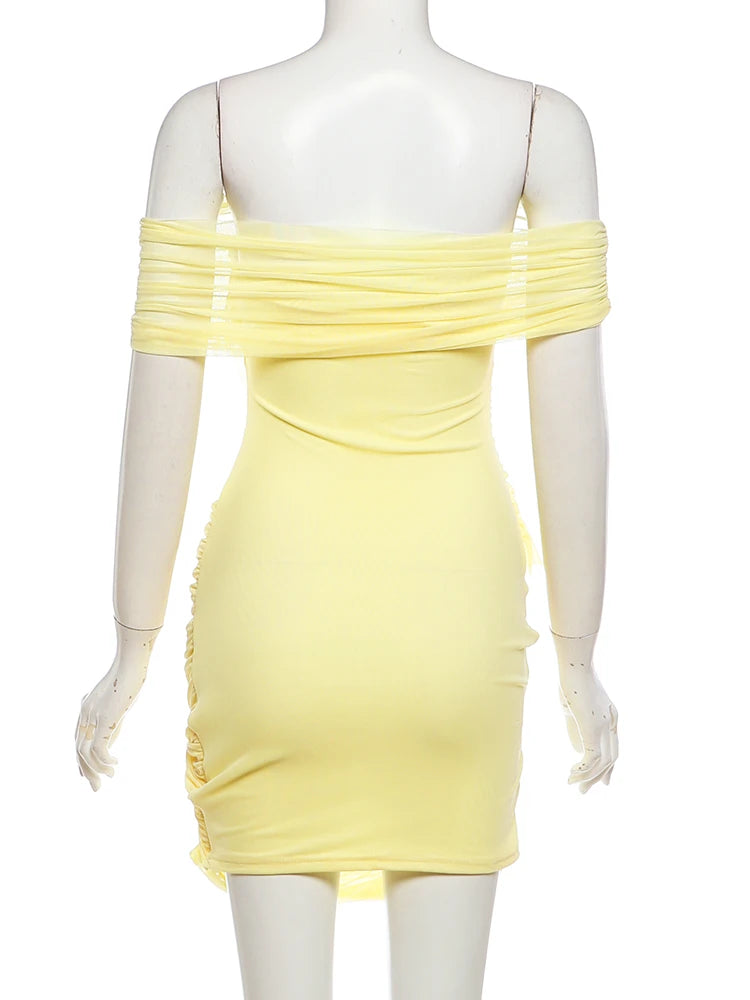 Nibber Prom Party Dress Women Sexy Patchwork Sexy Multi-Layer Mesh Cross Peach Hip Chic Clubwear Birthday Vacation Mini Bodycon