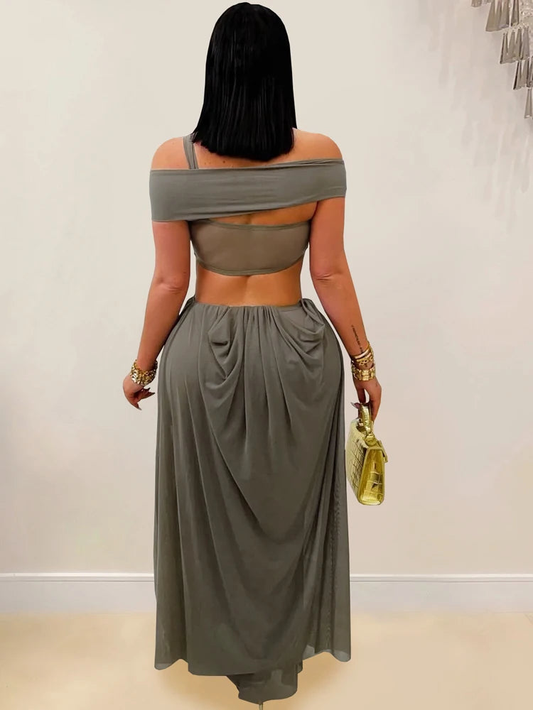 Beyprern Chic Women's Cut Out Layered Irregular Party Dresses Special Occasion Outfits Loose Ruched Night Out Vestidos Clubwear
