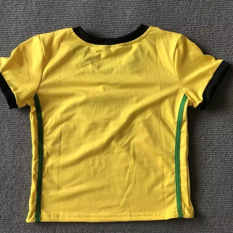 Y2K High Street Short sleeved T-shirt for Women's 2023 Summer New High Quality Pattern Embroidered Jamaica Fashion T-shirt