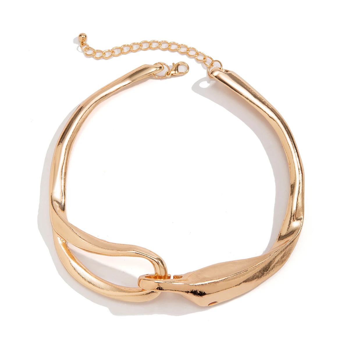 IngeSight.Z Exaggerated Chunky Heavy Metal Buckle Choker Necklace for Women Punk Gold Color Twisted Short Choker Party Jewelry