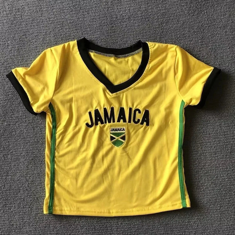Y2K High Street Short sleeved T-shirt for Women's 2023 Summer New High Quality Pattern Embroidered Jamaica Fashion T-shirt