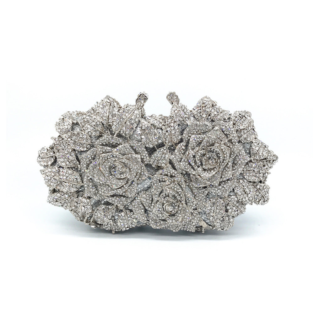 Lingkong Rose Diamond Metal Hard Box Dinner Bag
